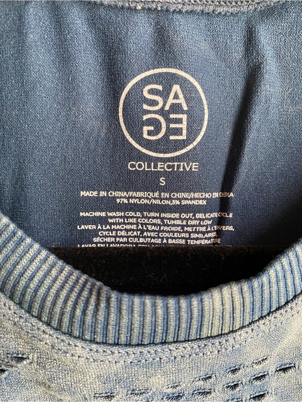SA Blue Sleeveless Knit Tank with Eyelet Detail - Picture 2 of 4